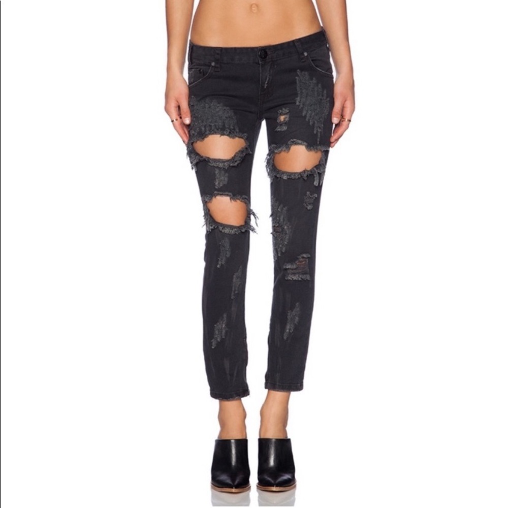 One Teaspoon Trashed Freebirds Distressed Jeans